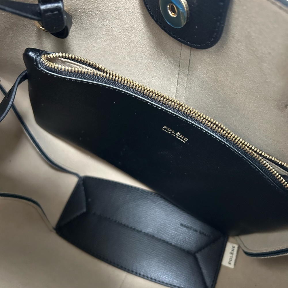 Polène Black Mini Cyme Leather Tote - Picture 4 of 9